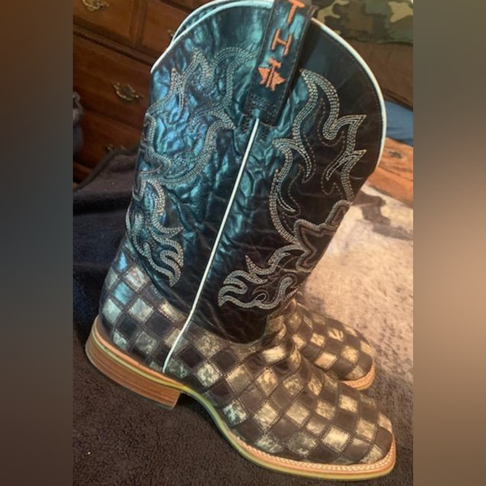 Mens Tin Haul Boots Size 12, Chocolate Brown checkered